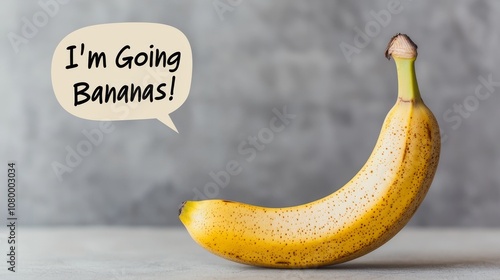 A banana slip-sliding with a speech bubble saying 