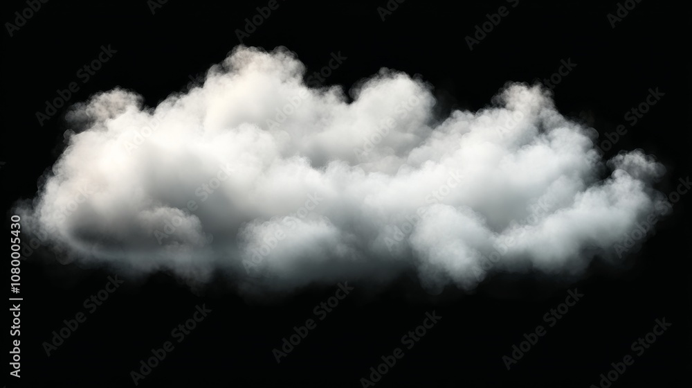 White Fluffy Cloud Isolated on Black Background White Fluffy Cloud Isolated on Black Background