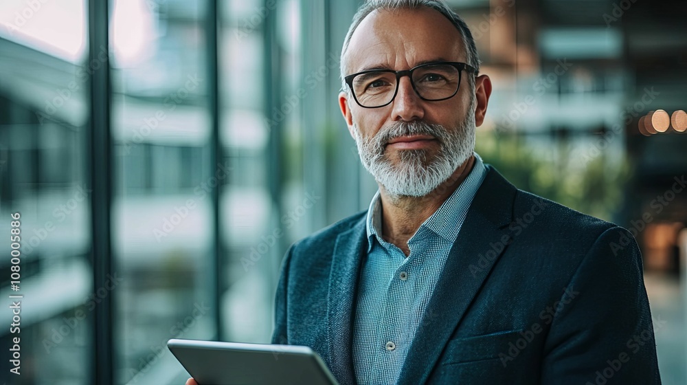 Portrait of a Man in a Suit Holding a Tablet Portrait of a Man in a Suit Holding a Tablet