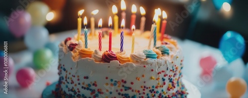 Celebration event birthday party home setting cake display festive atmosphere close-up view joyful concept for memorable moments