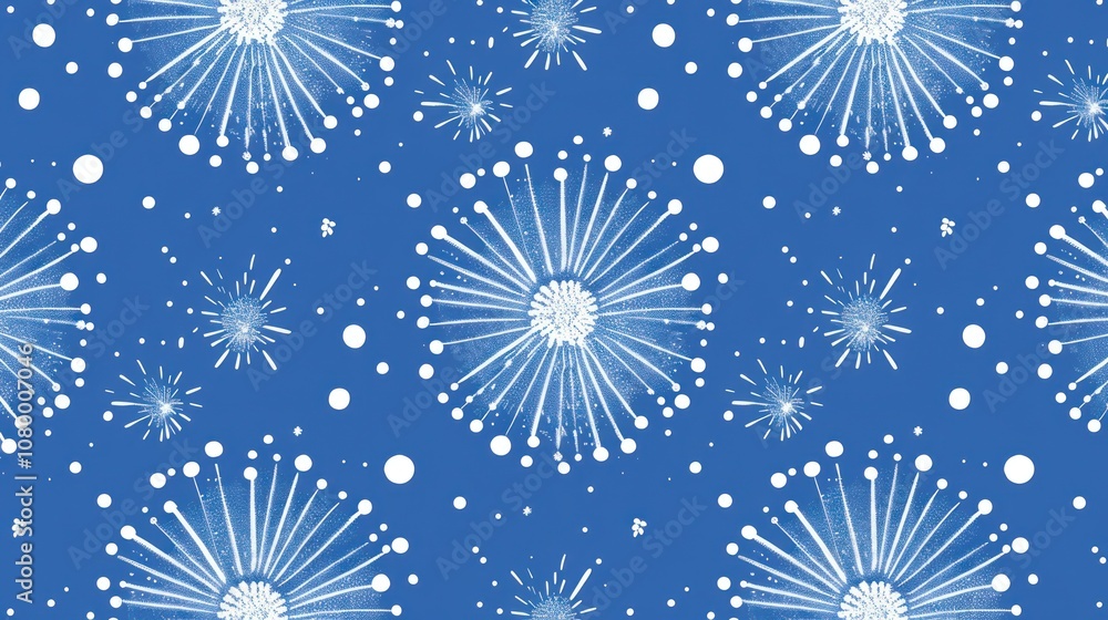 White Fireworks on Blue Background White Fireworks on Blue Background