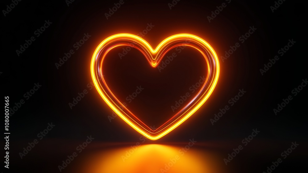 Vibrant orange and yellow neon heart icon, 3d technology symbol with bright colored lighting, modern graphic design on black background, isolated digital illustration Vibrant orange and yellow neon heart icon, 3d technology symbol with bright colored lighting, modern graphic design on black background, isolated digital illustration