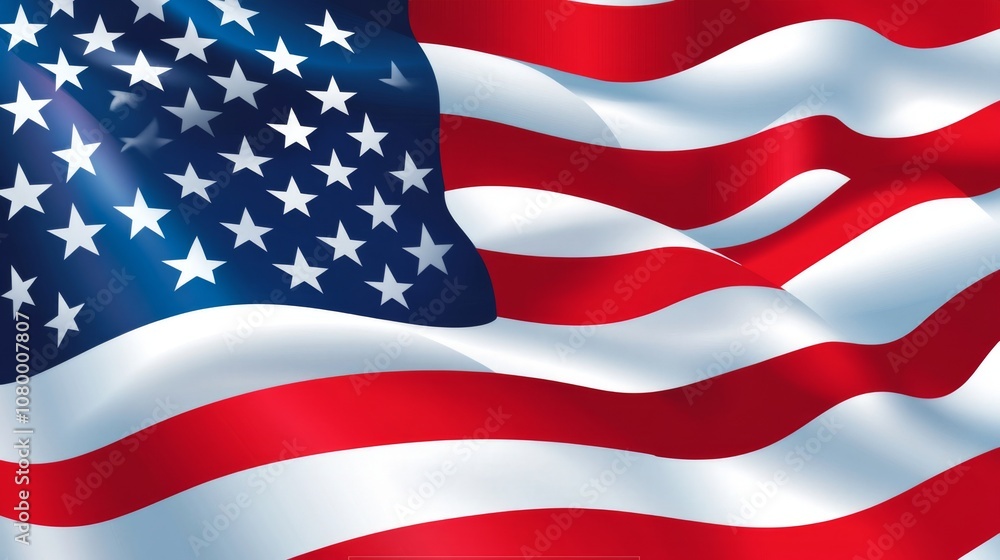 Fototapeta premium Waving American Flag: A Symbol of Freedom and Patriotism