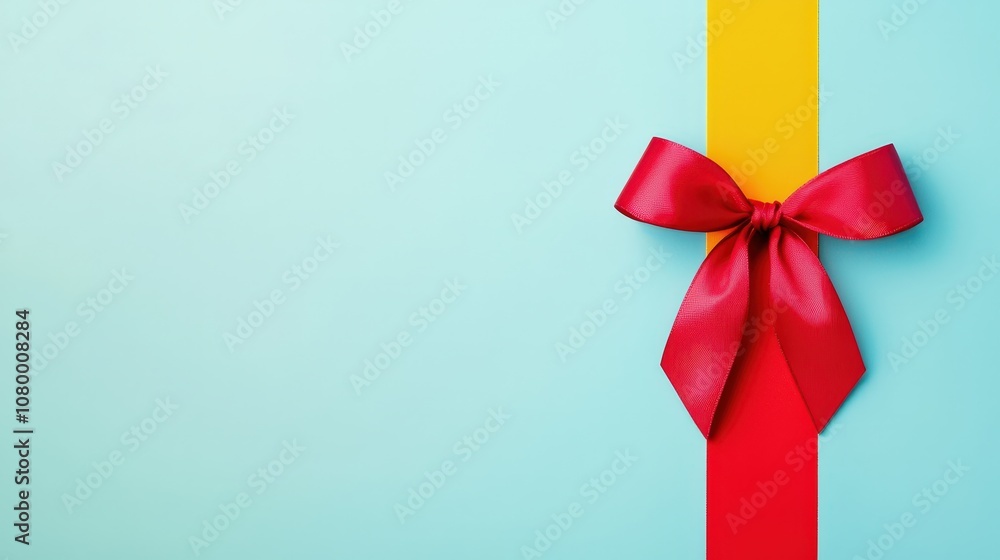 Red ribbon with 'Discount' at center for a website isolated random pastel color background Red ribbon with 'Discount' at center for a website isolated random pastel color background