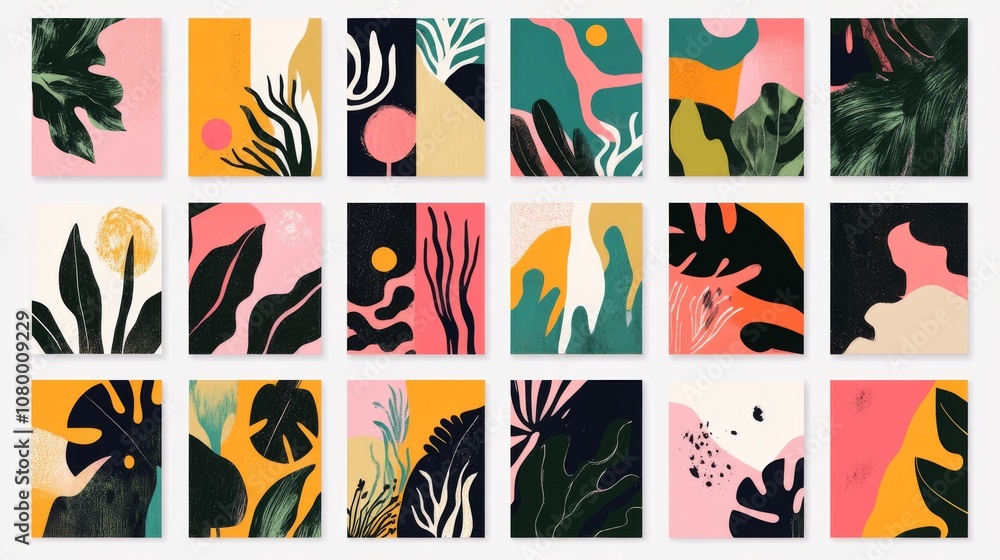 Fototapeta premium Tropical Leaves Abstract Art Print - Botanical Pattern