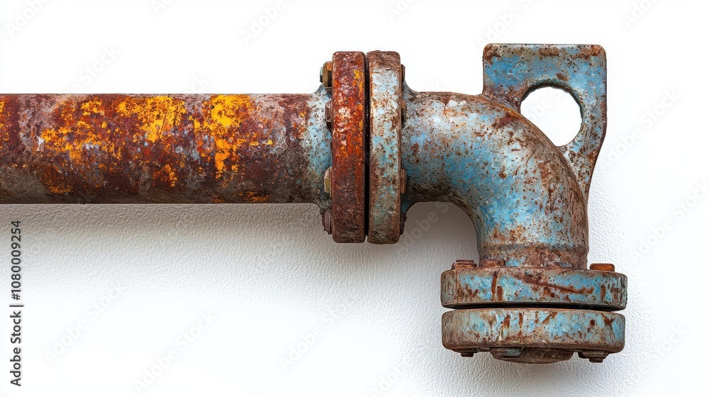 Close-up of a rusty industrial pipe showcasing wear and age on its surface Close-up of a rusty industrial pipe showcasing wear and age on its surface