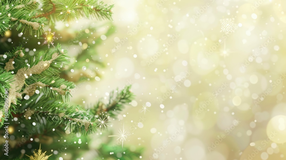 A festive Christmas tree adorned with decorations, set against a sparkling, dreamy background. A festive Christmas tree adorned with decorations, set against a sparkling, dreamy background.