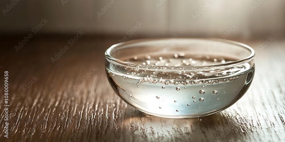 Clear liquid with small bubbles Clear liquid with small bubbles