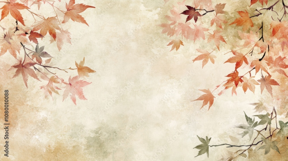 Watercolor Painting of Autumn Leaves on a Branch Watercolor Painting of Autumn Leaves on a Branch