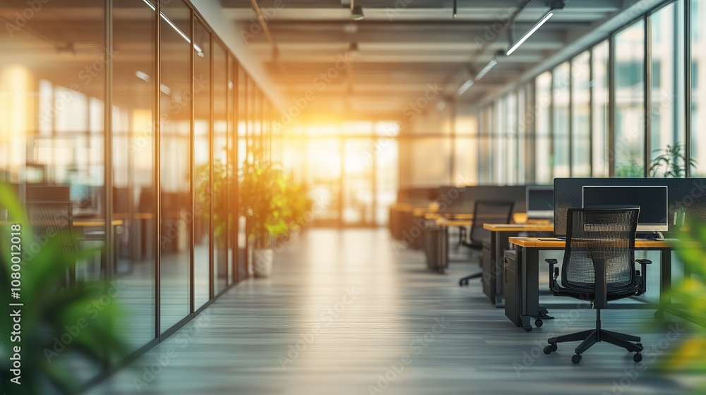 A well-lit modern office space featuring contemporary furniture basks in natural light. The background is intentionally blurred to emphasize the foreground elements. A well-lit modern office space featuring contemporary furniture basks in natural light. The background is intentionally blurred to emphasize the foreground elements.