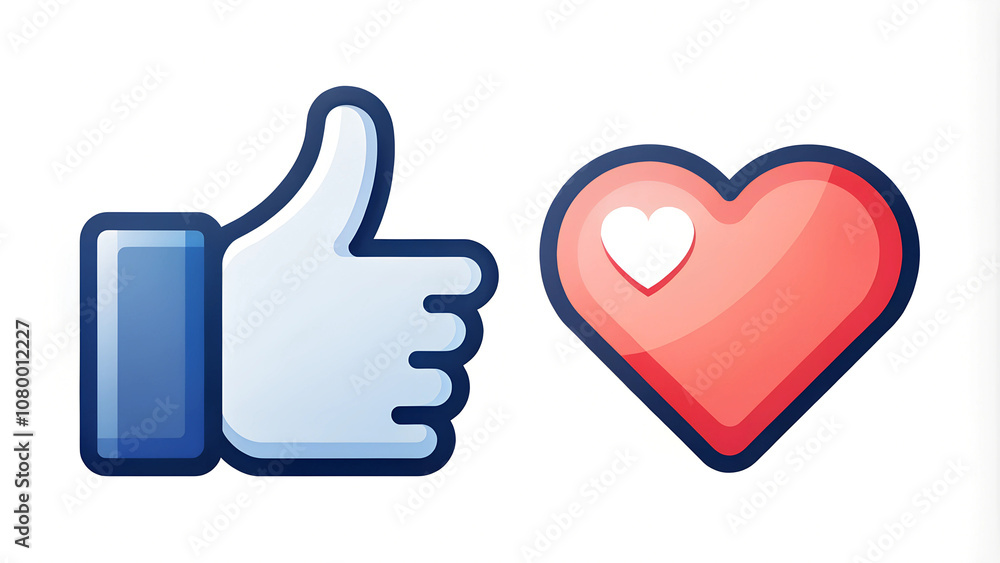Social Media Interaction Icons: Thumbs Up and Heart Social Media Interaction Icons: Thumbs Up and Heart