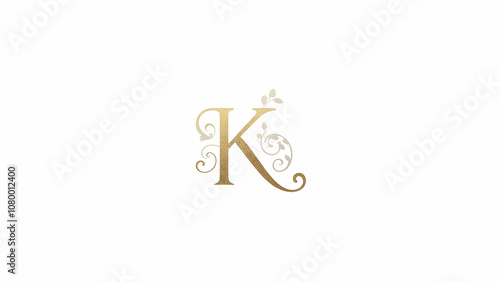 Free Download Golden Letter K with Ornamental Floral Design isolated on White Background  - GFXLoad