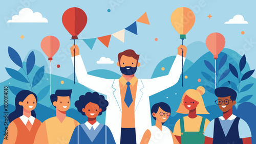 Outdoor Celebration with Diverse People Holding Balloons