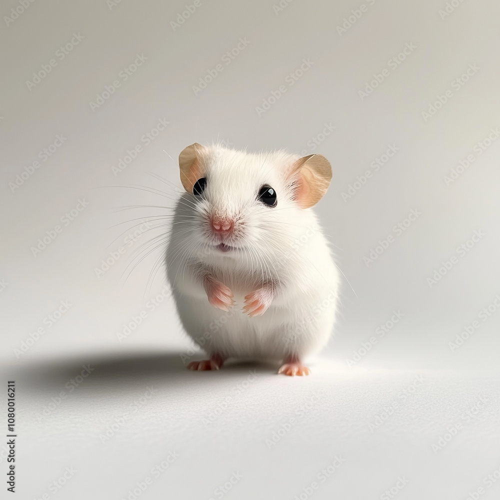 A standing white hamster isolated on white background A standing white hamster isolated on white background
