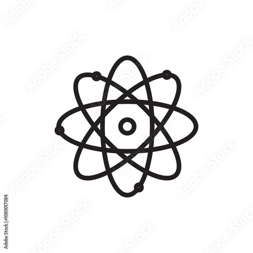 Atom icon outline set sign