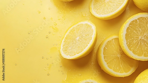 Bright lemon yellow background with a light matte texture