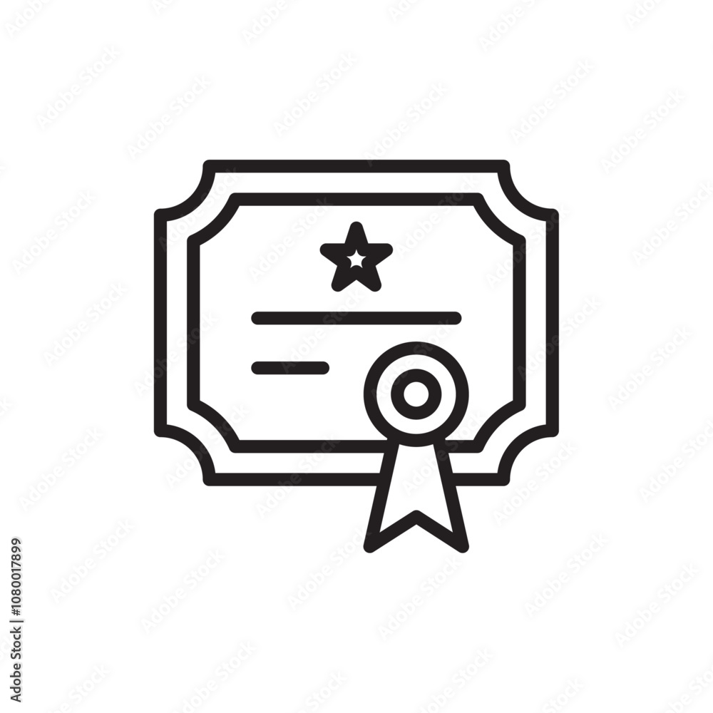 Certificate icon outline set sign Certificate icon outline set sign