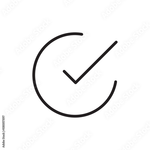 Checkmark icon outline set sign