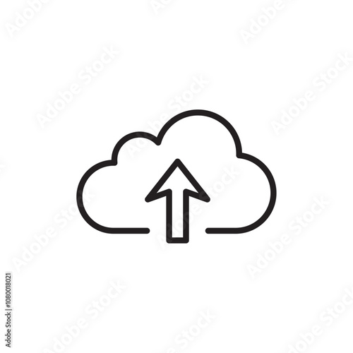 Cloud upload icon outline set sign