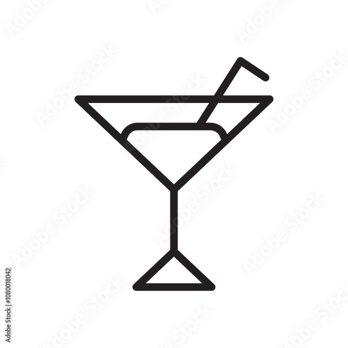 Cocktail icon outline set sign