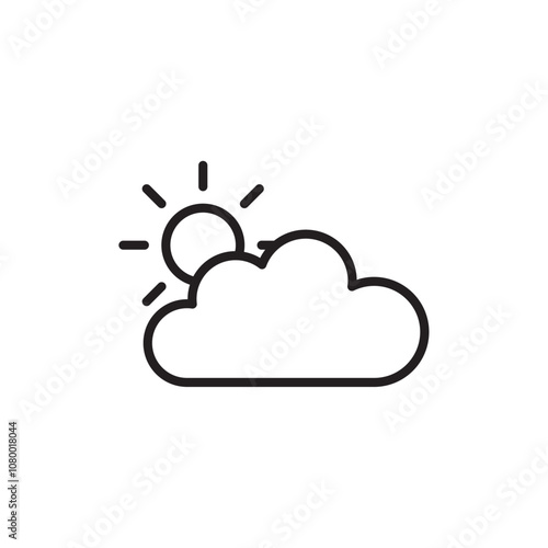 Cloudy Day icon outline set sign