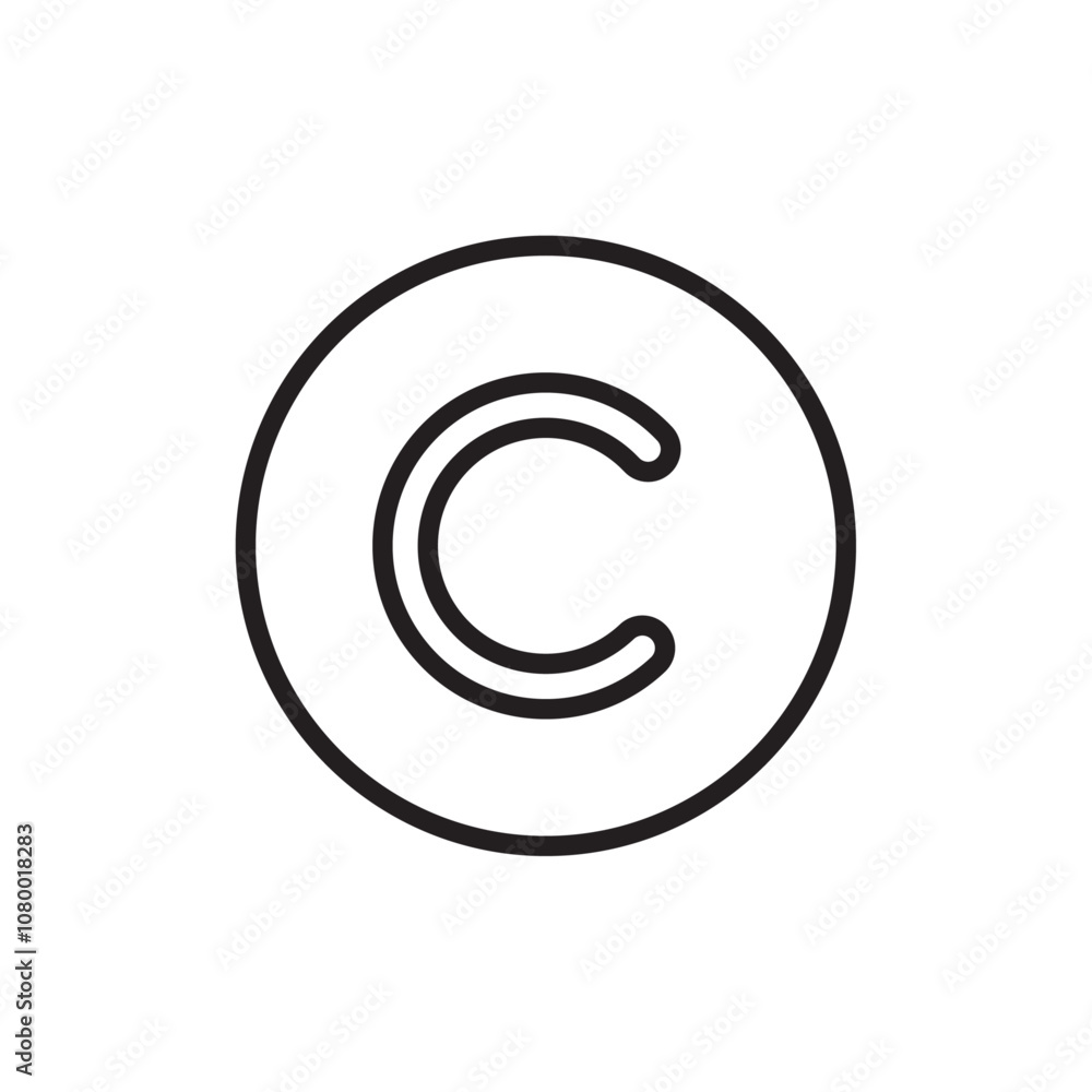Copyright icon outline set sign Copyright icon outline set sign