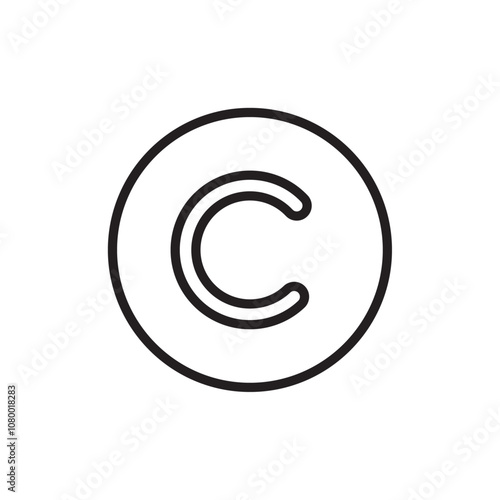 Copyright icon outline set sign
