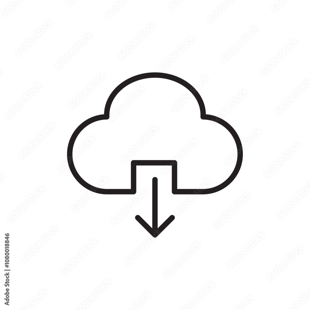 Download from Cloud icon outline set sign Download from Cloud icon outline set sign