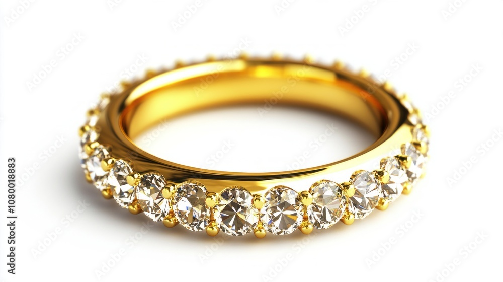 A gold band with diamonds on it A gold band with diamonds on it