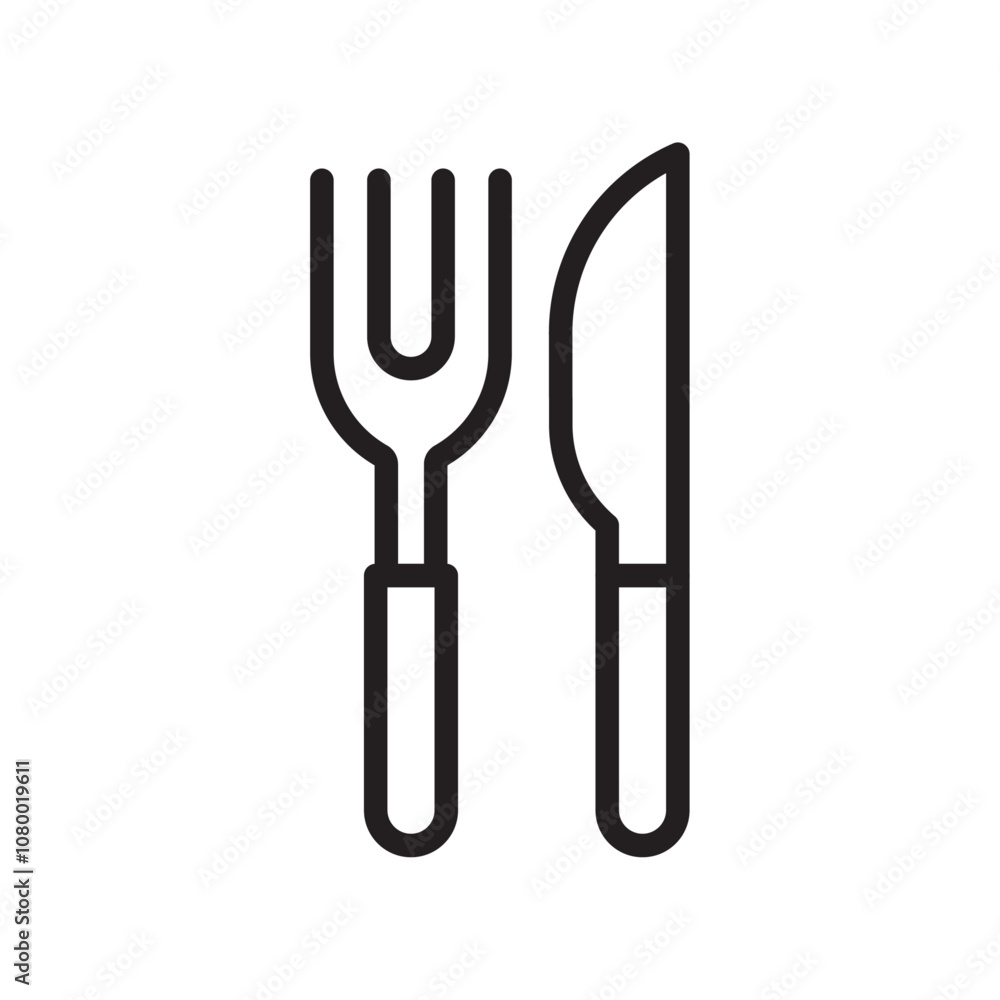 Fork and Knife icon outline set sign Fork and Knife icon outline set sign