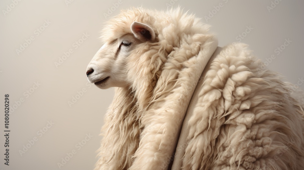 Fototapeta premium Close-Up Photography of Realistic Sheep with Luxurious Wool Textures Showcasing the Beauty of Nature and Farm Life