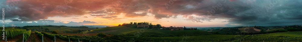 Panoramic photograph of the vineyards in a sleek Panoramic photograph of the vineyards in a sleek
