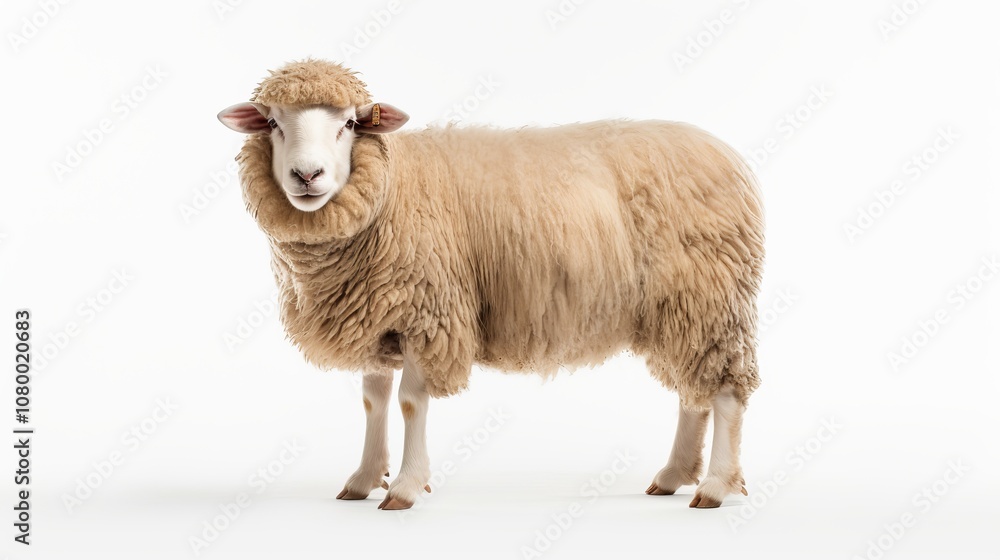 Fluffy and Docile Sheep in Realistic Photography, Captured with High-Quality Detail for Nature and Farm Imagery, Ideal for Various Stock Photo Applications Fluffy and Docile Sheep in Realistic Photography, Captured with High-Quality Detail for Nature and Farm Imagery, Ideal for Various Stock Photo Applications