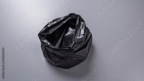 Black garbage bag isolated on white background, Ai generated image