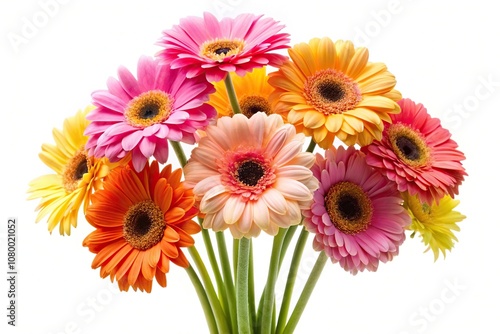 Bouquet of gerber flowers silhouette on white background