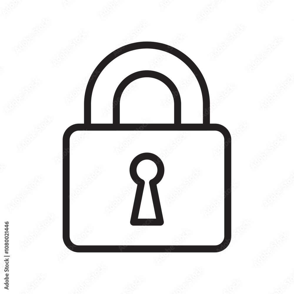 Lock icon outline set sign