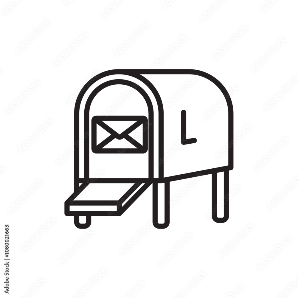 Mailbox icon outline set sign Mailbox icon outline set sign