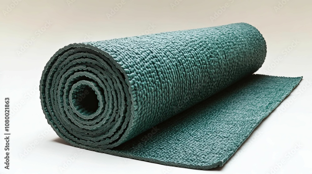 Rolled Up Green Exercise Mat with Textured Surface Rolled Up Green Exercise Mat with Textured Surface