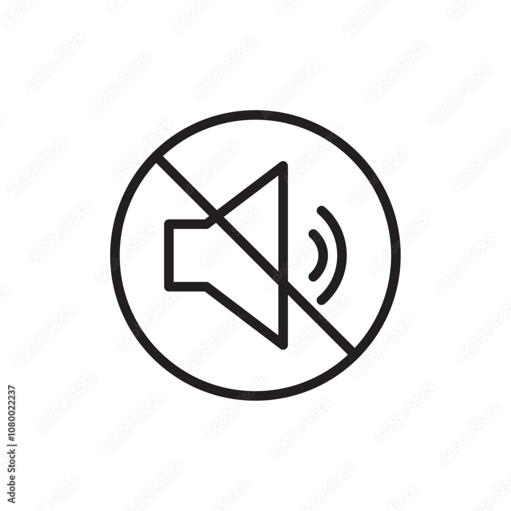 Mute icon outline set sign Mute icon outline set sign