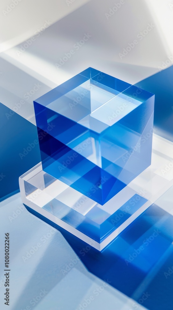 Futuristic Multi-Layered Glass and Acrylic Design with Cool Blue Hues Futuristic Multi-Layered Glass and Acrylic Design with Cool Blue Hues