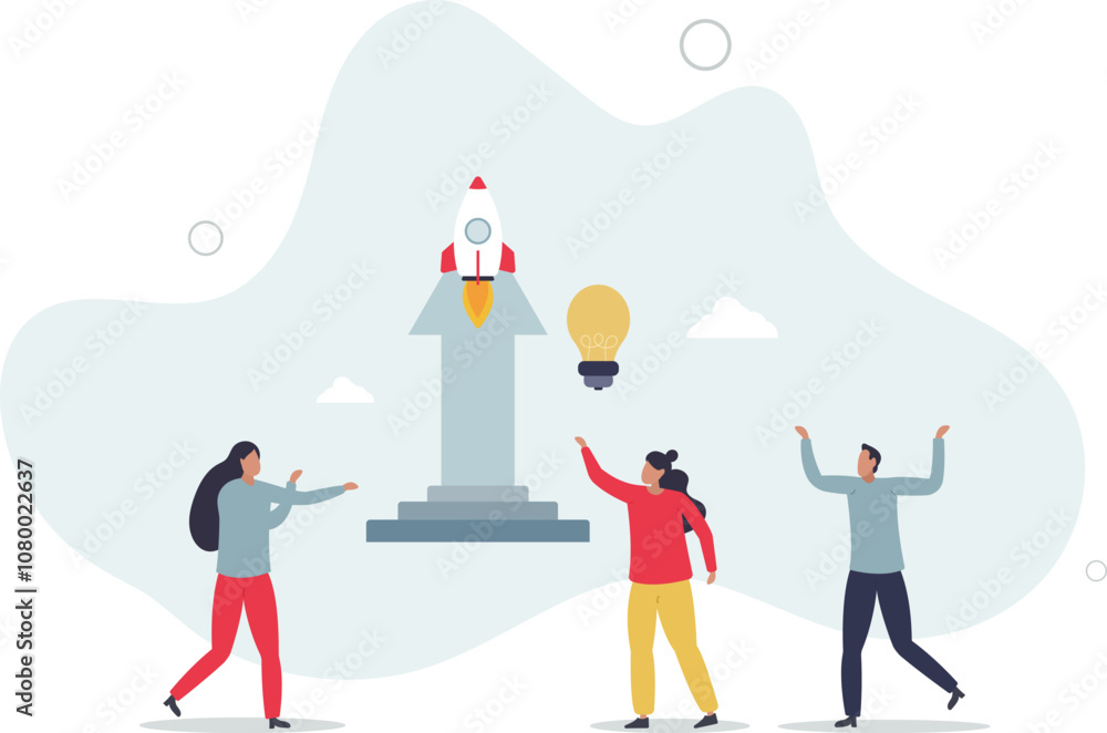 Startup and new innovative business project launch.flat characters. Startup and new innovative business project launch.flat characters.