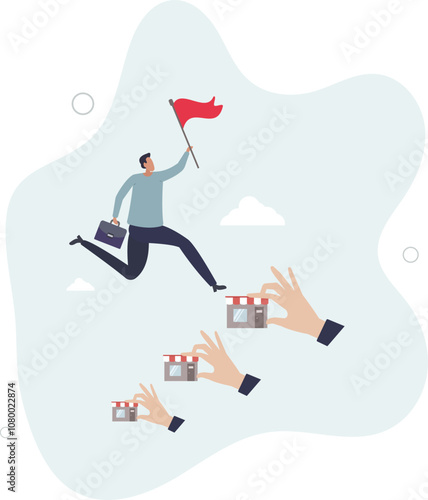 Expand storefront growing business, franchise license or business growth opportunity,flat characters.