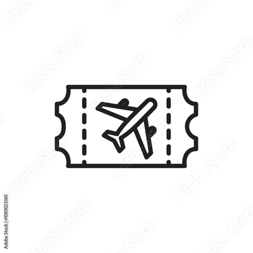 Plane Ticket icon outline set sign