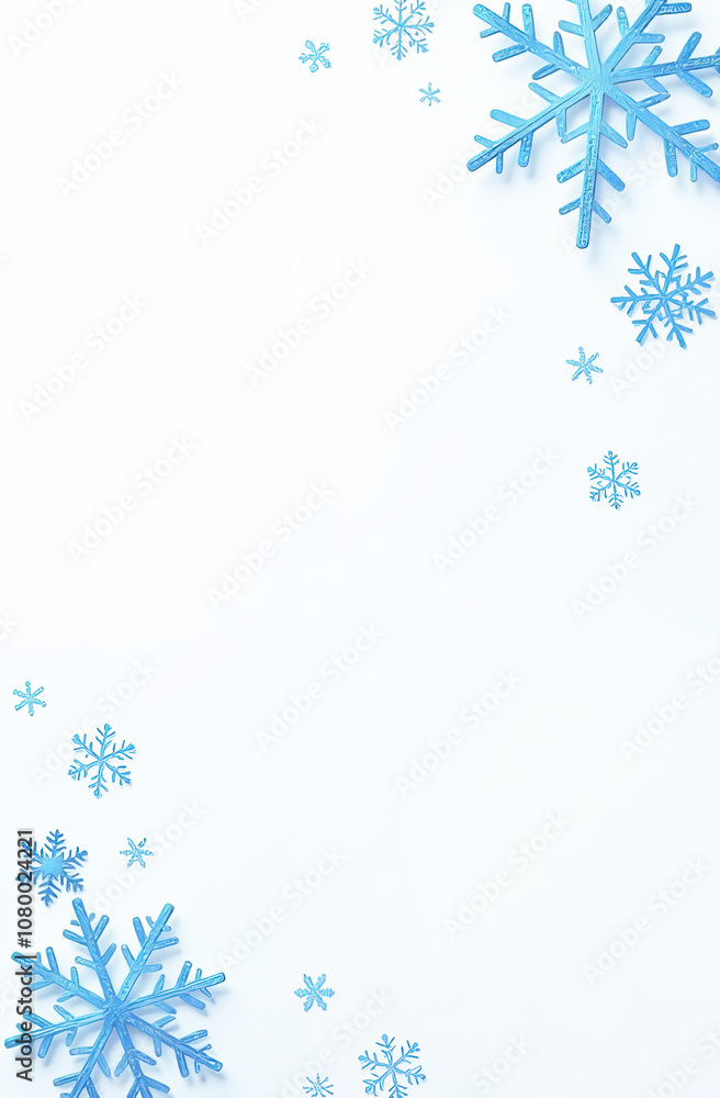 Blue snowflake set on white background, close-up Blue snowflake set on white background, close-up