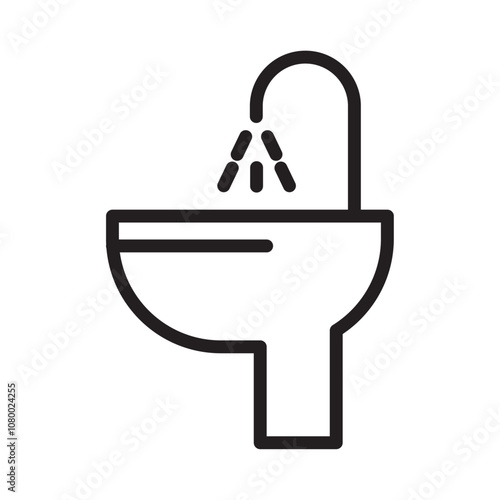 Sink icon outline set sign