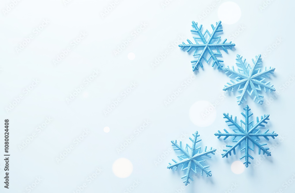 Blue snowflake set on white background, close-up Blue snowflake set on white background, close-up