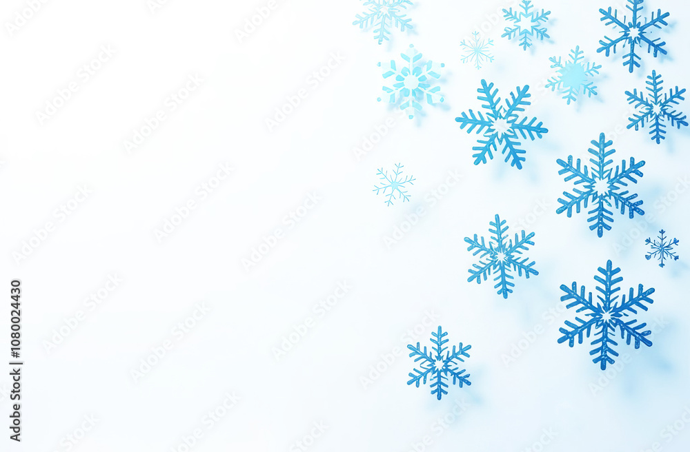 Blue snowflake set on white background, close-up Blue snowflake set on white background, close-up