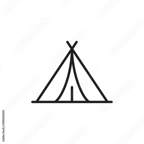 Tent icon outline set sign