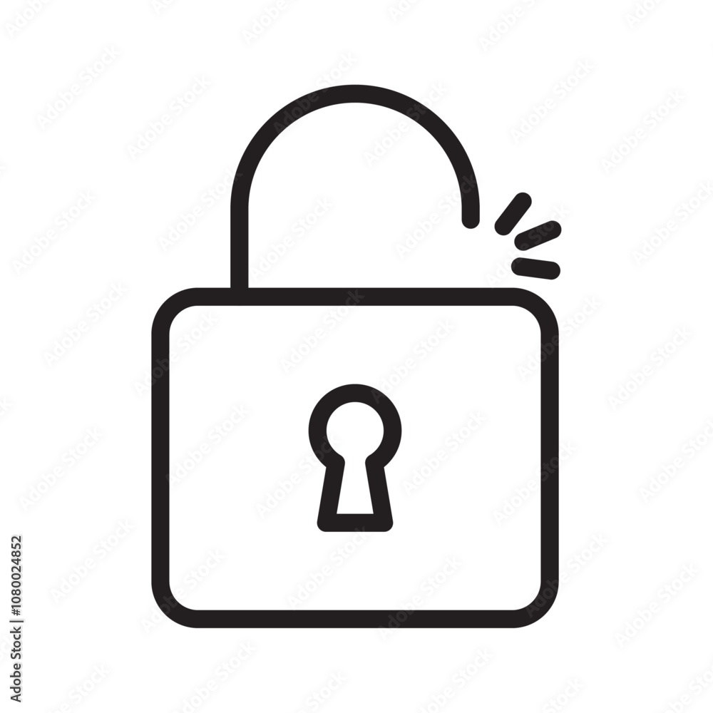 Unlock icon outline set sign Unlock icon outline set sign