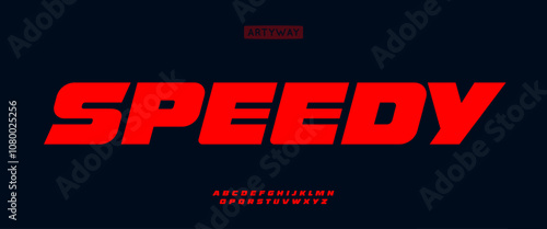 Heavy speedy alphabet, bold italic letters, speed racing font for dynamic logo, emphasis headline, contemporary typography, modern typographic design. Vector typeset
